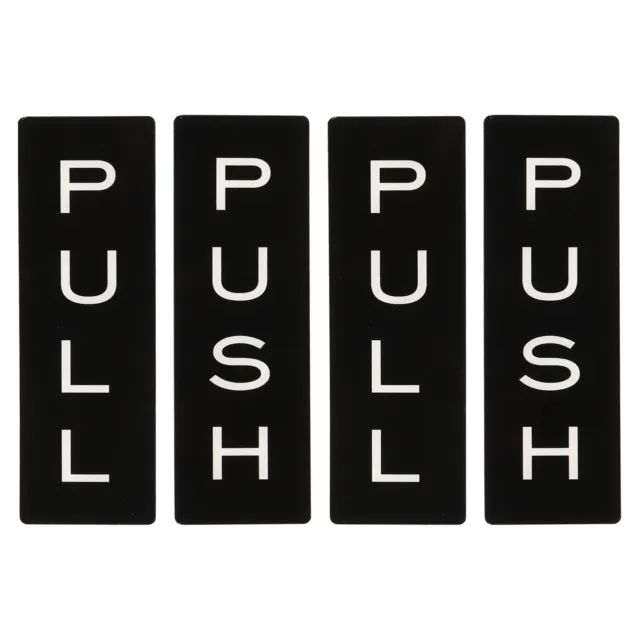Insegna porta push push pull 6x2", 2 paia acrilico autoadesivo nero/bianco