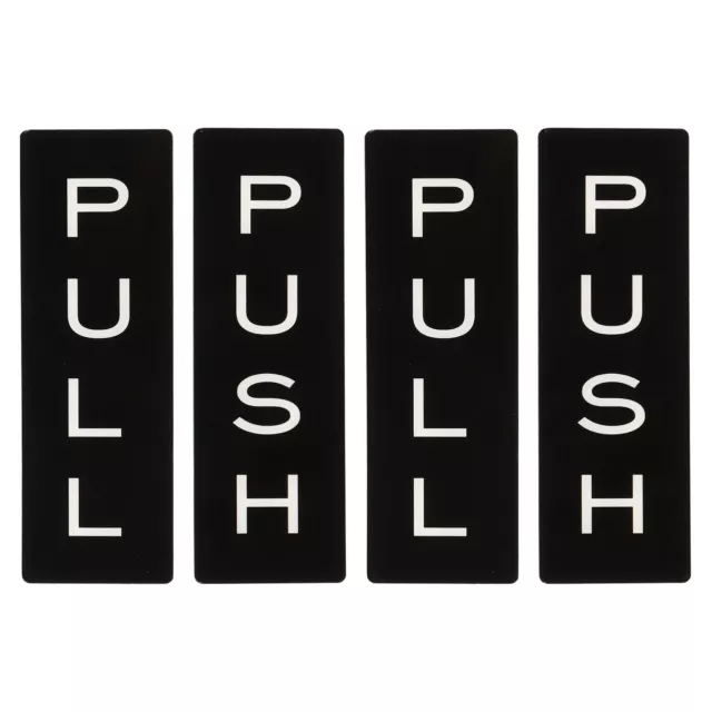 Insegna porta push push pull 6x2", 2 paia acrilico autoadesivo nero/bianco