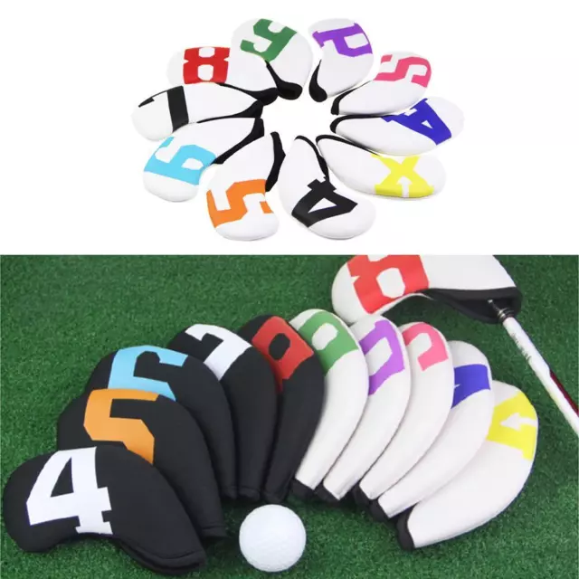 10Pcs Blade Putter Cover Headcover Neoprene Colored Number Club Protector(01