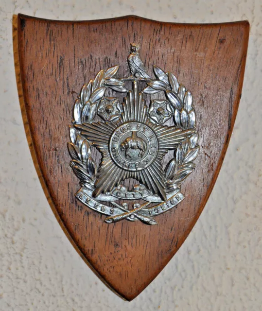 Vintage Leeds City Police wall plaque shield crest Constabulary