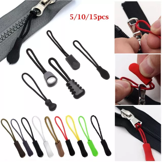 Clothing Zipper Pull Cord Rope Pullers Ends Lock Zips Zip Puller Replacement