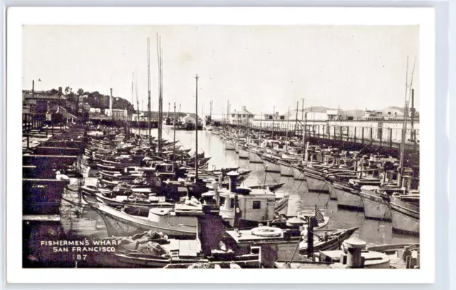 Fishermen's Wharf, San Francisco, California (1940) RPPC - Antique Postcard