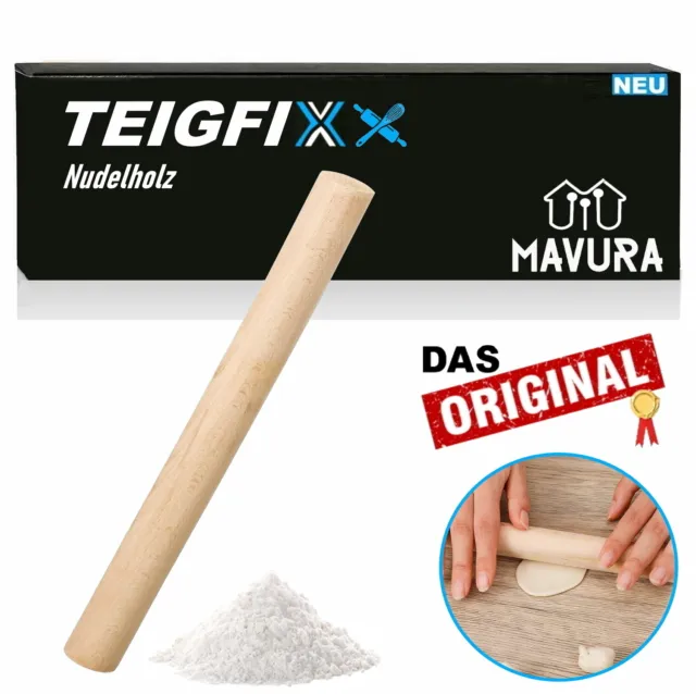 TEIGFIX Nudelholz Teigroller Backroller Französischer Nudelteig Ausroller Holz