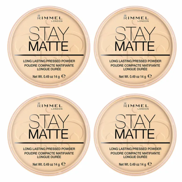 (4 Pack) NEW Rimmel Stay Matte Pressed Powder Transparent, 0.49 Ounces