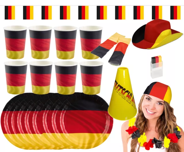 Amscan - Grande Alemania Kit de Fan (24-teilig) Platos Papel Hut Maquillaje Em