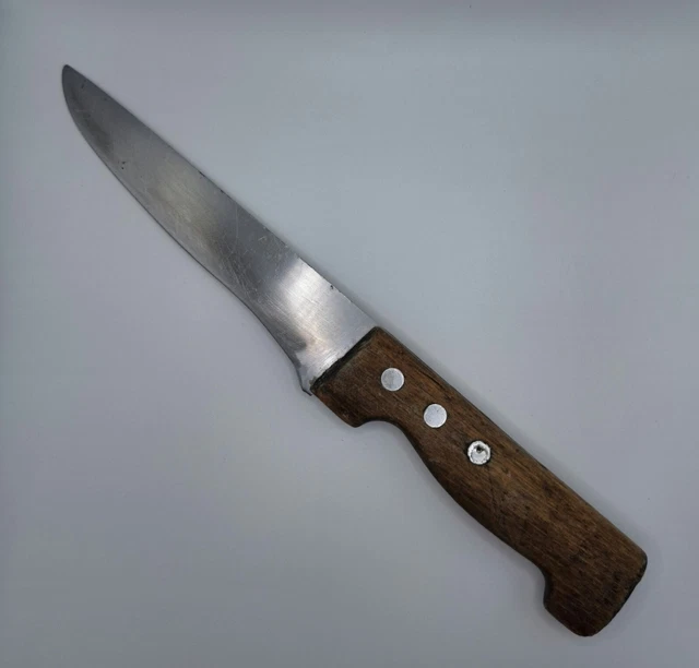 Ancien Couteau De Boucher - Manche Bois - 28 Cm - Art Populaire