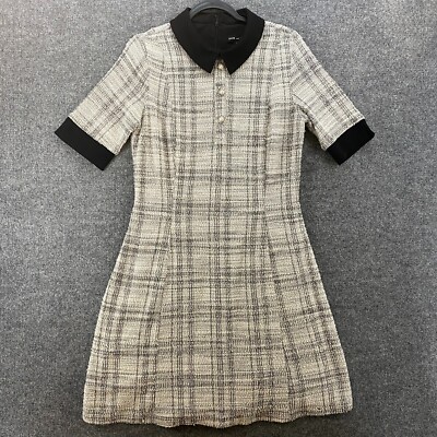 Kate and Lily Dress Size 10 Gray Collar A-Line Tweed Short Sleeves Modest Ladies