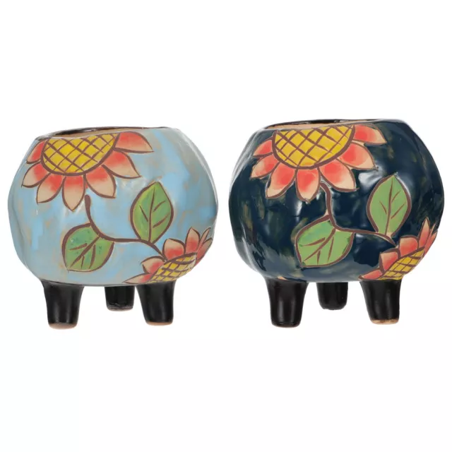 2x handgemalte Keramiktöpfe für moderne Dekoration Zuhause Büro