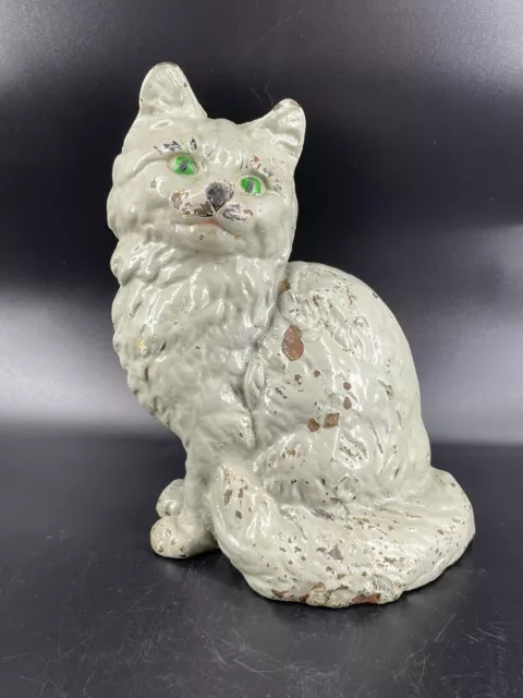Antique Cast Iron Cat Doorstop Statue Persian Cat Statue Hubley?