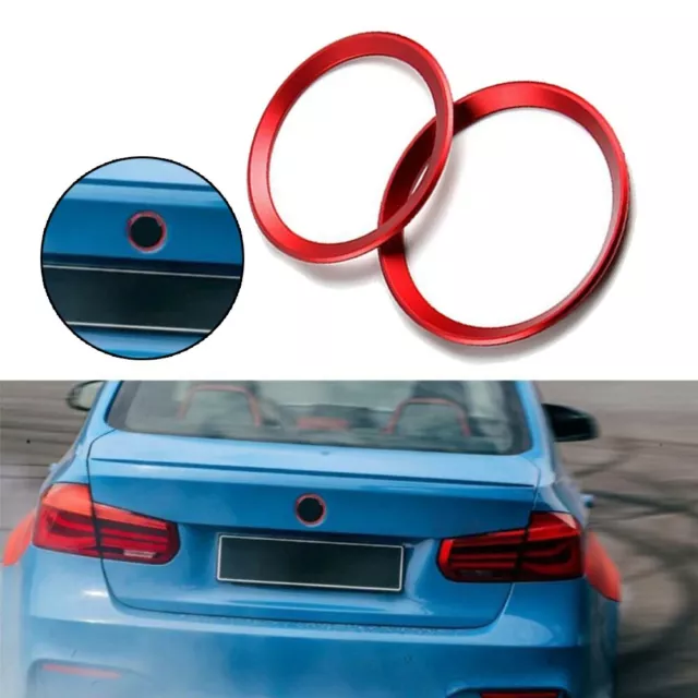 Front und Hecksurround Ring in Rot für BMW 3 4 Series Emblem 82 mm & 74 mm