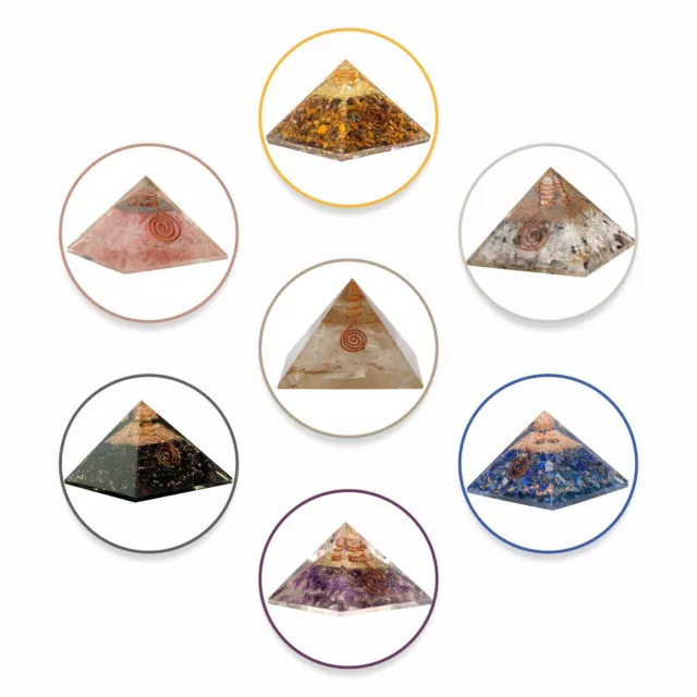 LG 75mm Reiki Healing Crystals Orgonite Pyramid Wealth & Success~EMF Protection