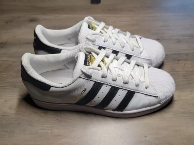 Adidas Superstar Womens Shoes Sneakers Lace Up White Black Size 6.5 1990s Style