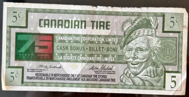 Canadian Tire Money 5 Cents Rare 75th Anniversary Edition 2 Count Bank Notes CTC