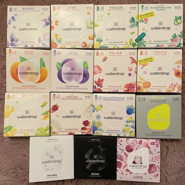 WATERDROP Mikrodrink Probier Set - 15 Versch. Drops inklusive min. 1 Drop Eistee