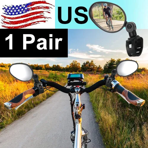 2x 360° Rotate Bike Bicycle Cycling Rear View Mirror Handlebar Safety Rearview