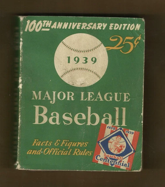 MAJOR LEAGUE BASEBALL 1939 Facts Figures Rules book 100th Anniversary