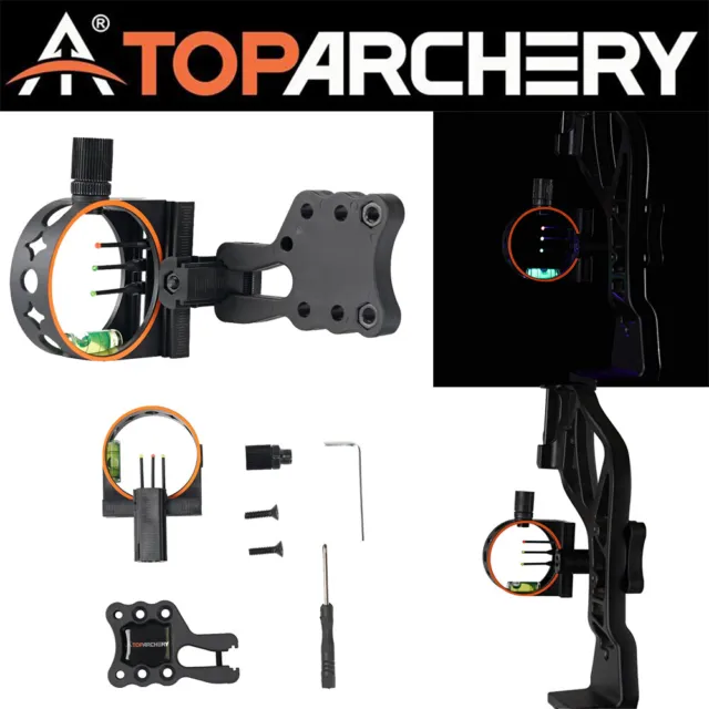 Archery Sight Bow Sight 0.029" 3 Fiber Optic Pins Compound Bow Sight Hunting