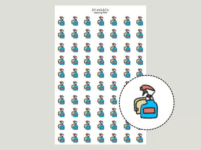 Spray Bottle Stickers | 70 Stickers | 0.8cm | Cleaning Tools Planner Stickers