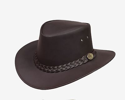 Bambini australiano Aussie MARRONE PELLE Bush Cappello Da Cowboy Hat One Size 55cm