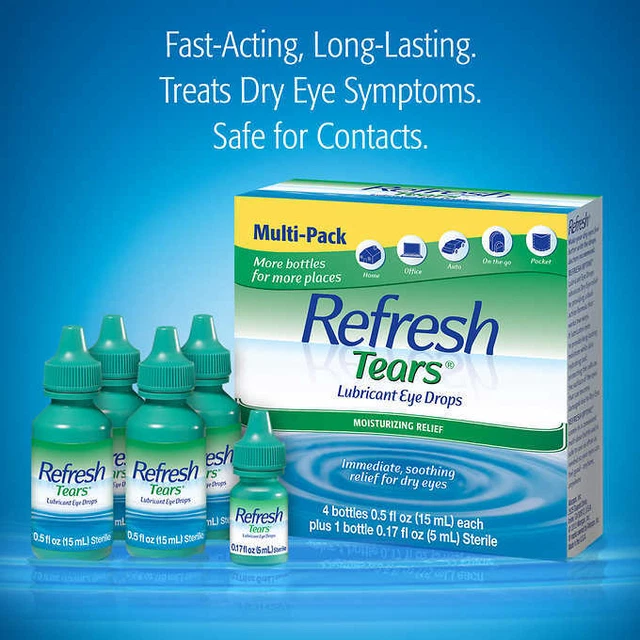 REFRESH TEARS LUBRICANT Eye Drops MultiPack, 65 ml. Safe for Contacts