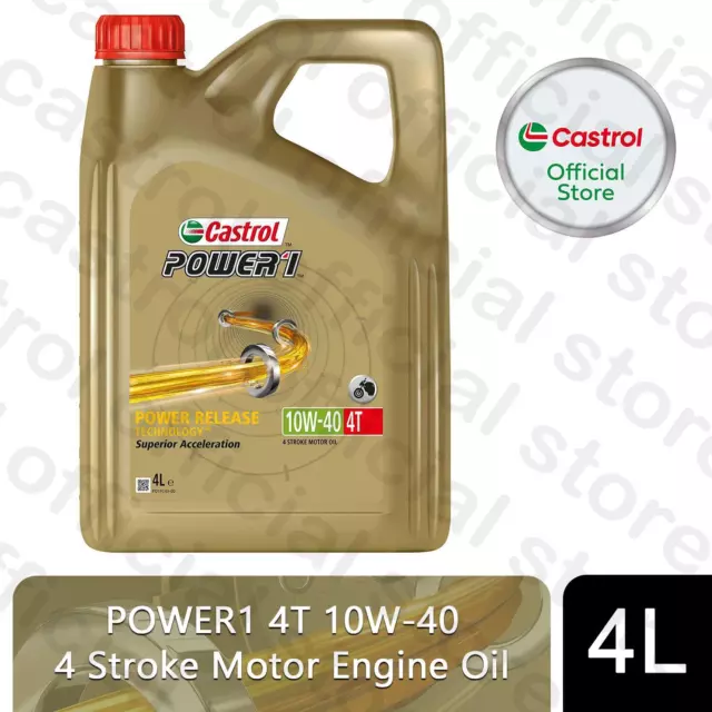 Castrol Power 1 4T 10W-40 1L Motorcycle 4 Stroke Engine Oil, 4 Litre