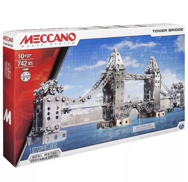 Meccano Maker System London Tower Bridge Metal Erector Set 742pc 10+ Spin Master