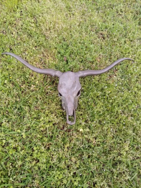 Vintage Brass Steer Skull Head  Sculpture Aged Natural Oxidized Mid century