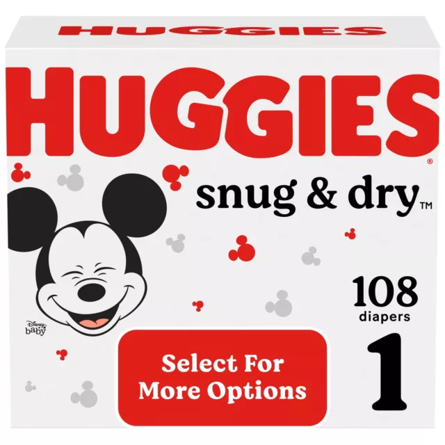 Huggies Snug & Dry Baby Diapers, Size 1, 108 Ct (Select for More Options)
