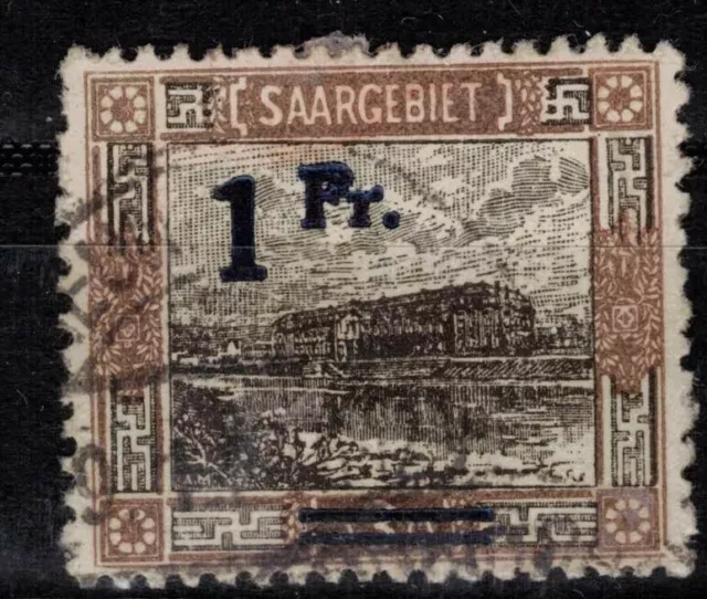 Saargebiet Mi.Nr. 80 Plattenfehler IV (Pr. statt Fr.) gestempelt, siehe Fotos