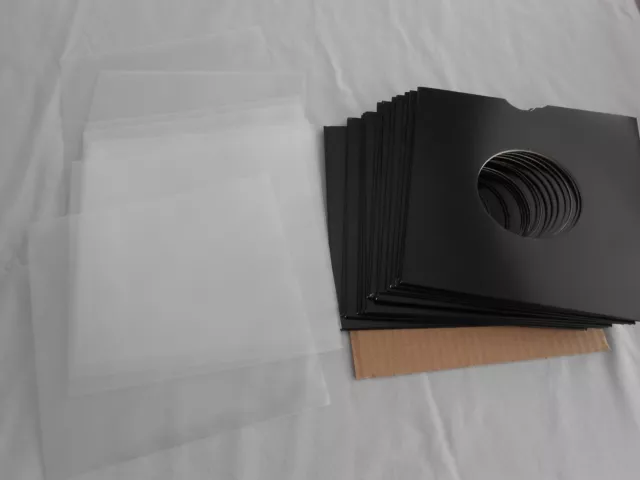 RECORD DISC - 7" VINYL STORAGE MEDIA 27 Piece Set - Black Card PVC Soft Sleeves