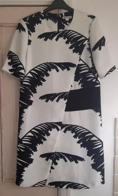 Whistles Wrap Dress Blue, Black & White Palm Leaf Design UK 10