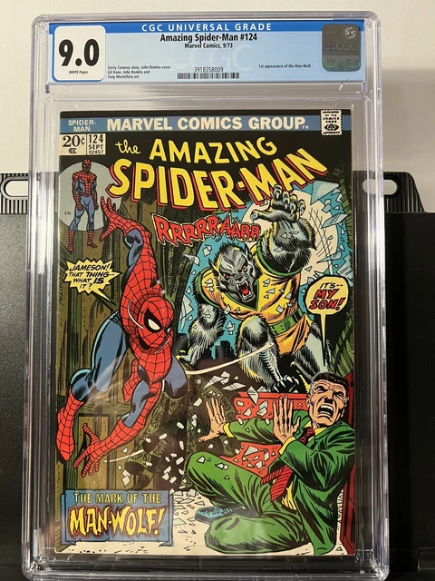 AMAZING SPIDER-MAN #124 CGC 9.0; White Pages; 1st app. the Man-Wolf!