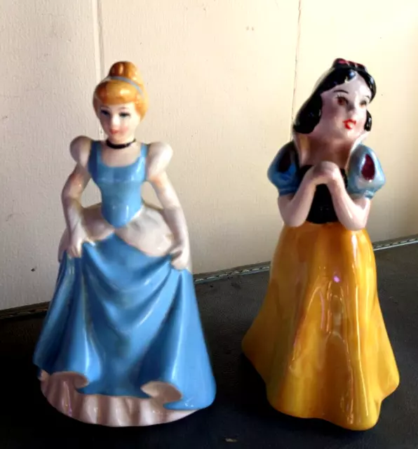 Disney Cinderella & Snow White Porcelain Figures Collectible Japan Disneyland