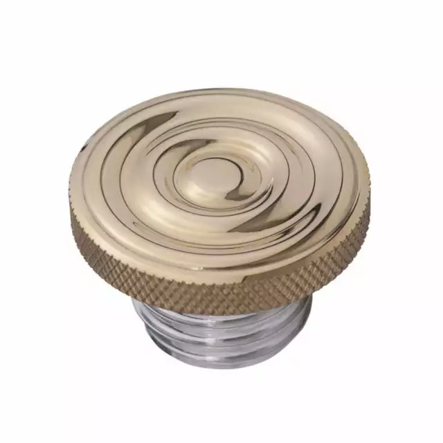 Motone Custom Fuel Gas Cap - Brass Rippled Top Aluminium Thread - Triumph Harley