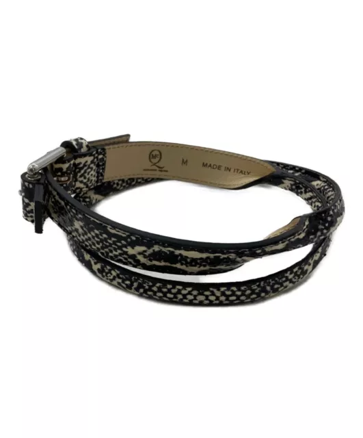 Alexander McQueen Leather Belt Python Pattern Ivory Black Size: M 2