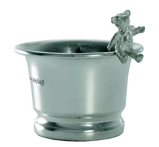 Hallmarked Silver Egg Cup With Teddy Bear. Sterling Silver Teddy Bear Egg Cup