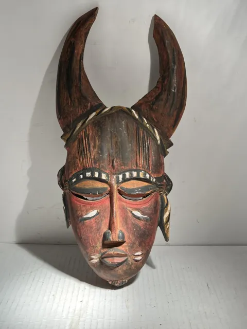 Vintage  Tribal Art Mask Hand Carved & Painted
