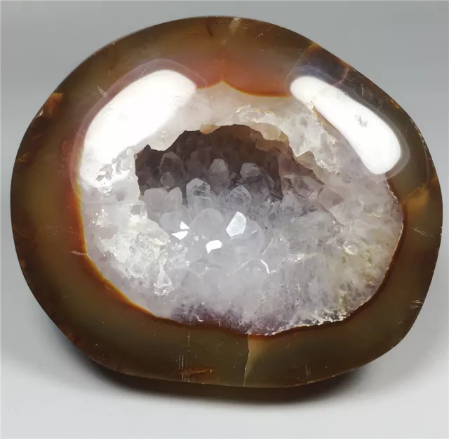 449g Unique Polished Red Orange CARNELIAN AGATE Geode Crystal Stone-Madagascar