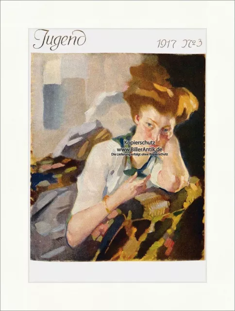Titelseite der Nummer 3 von 1917 Leo Putz Frau Portrait Georg Hirth Jugend 4094
