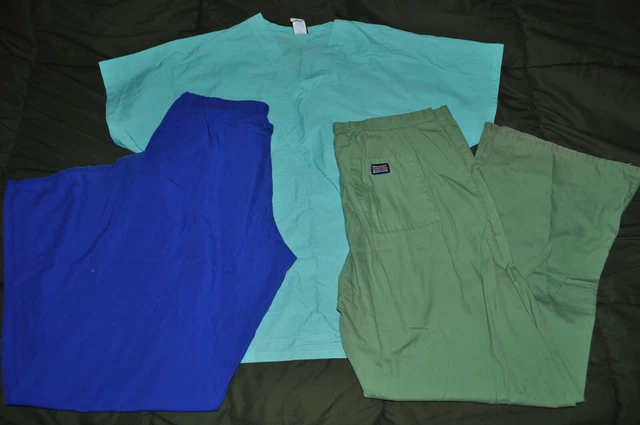 Womans Lot Of 3 Pcs Sz L Scrubs Cherokee 1 Top 2 Bottoms Light Worn 1021