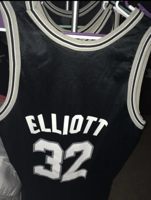 SEAN ELLIOTT Champion SAN ANTONIO SPURS Black Jersey Large 48 NBA Iron On Logo