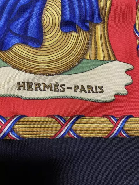 HERMES SCARF CARRE 90 French Revolution Black Almost Unused $202.96 ...