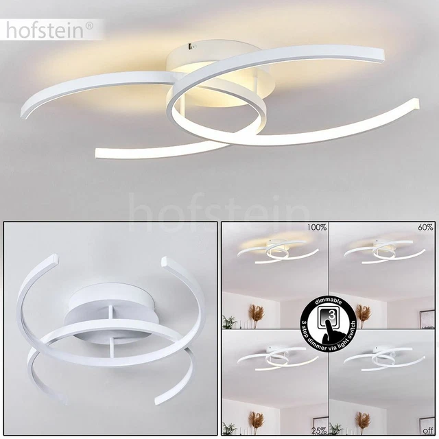 Plafonnier LED Hofstein Gris Et Blanc – Lustre Moderne Pour Séjour, Chambre, Couloir