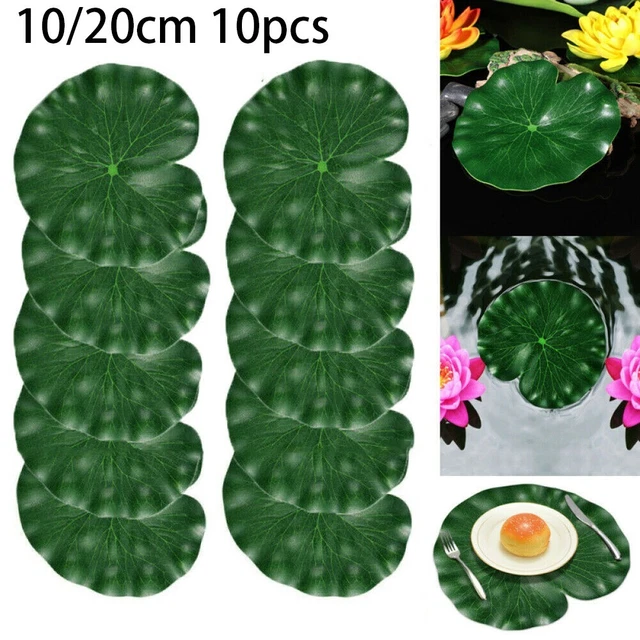 Simulación Hojas de Loto Fiesta Flotante Decoración 10 cm / 20 cm Verde 10 Piezas