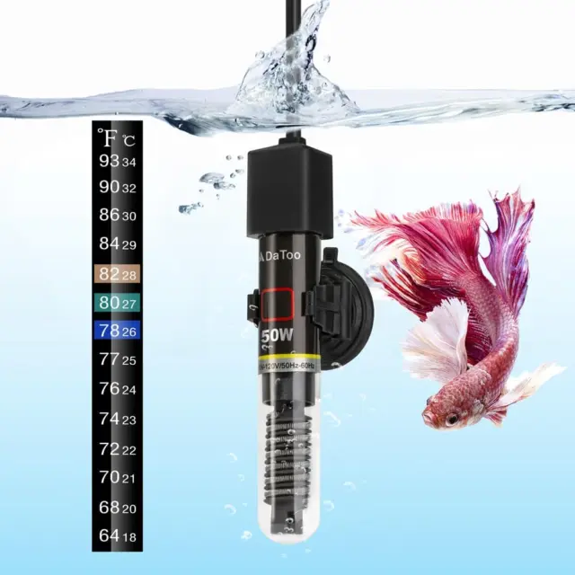 Mini Aquarium Heater 50W Small Fish Tank Heater 50 Watt with Free Thermometer St