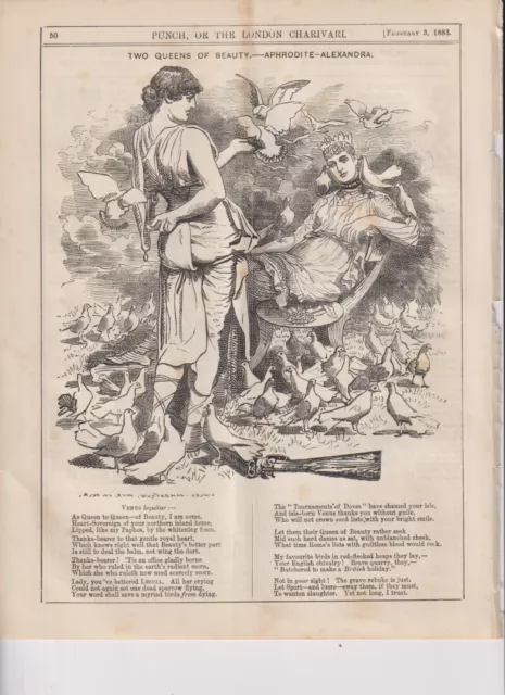 1883 Punch Cartoon Two Beauty Queens Aphrodite - Alexandria