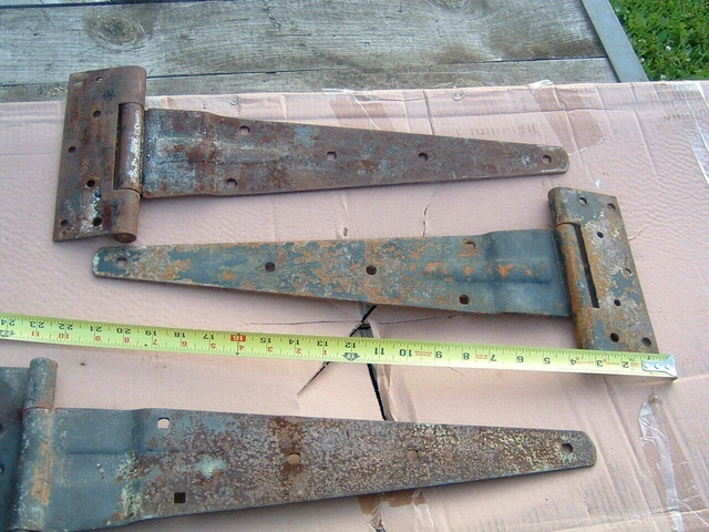 Barn Door Hinges, 3 pieces.  21” Length, unusual style ,vintage