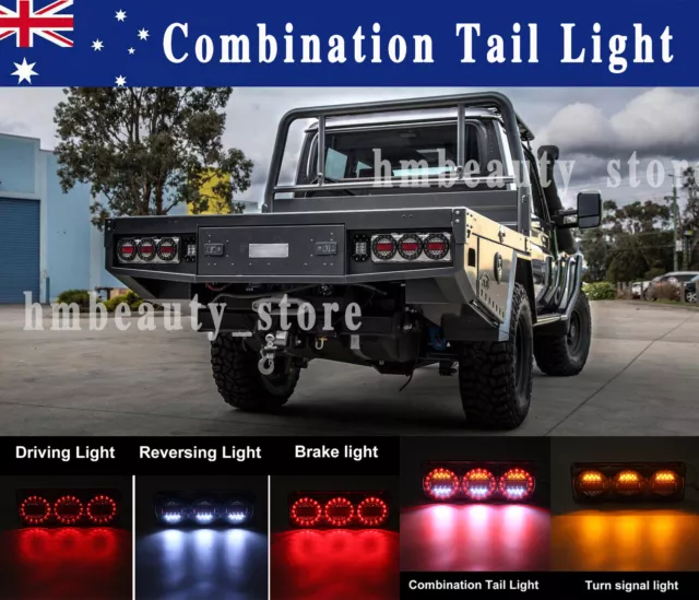 AU 2PCS 3 LED Combination Tail Light STOP TAIL INDICATOR REVERSE Truck Ute Tray