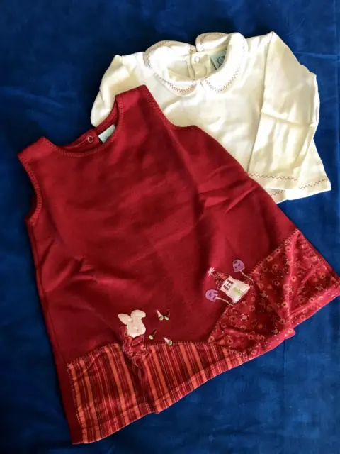 1 vestito rosso e maglietta bianca 1 pantalone fucsia 1 anno