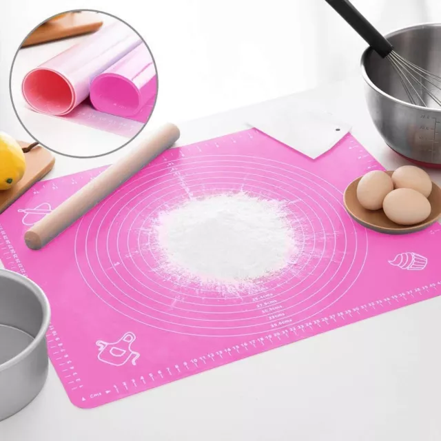 Silicone Mat Rolling Cut Mat Sugarcraft Fondant Pastry Icing Dough Kitchen Tools 3